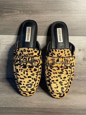 Steve Madden Leopard-Print Horsebit Mules - Yellow & Black 9m